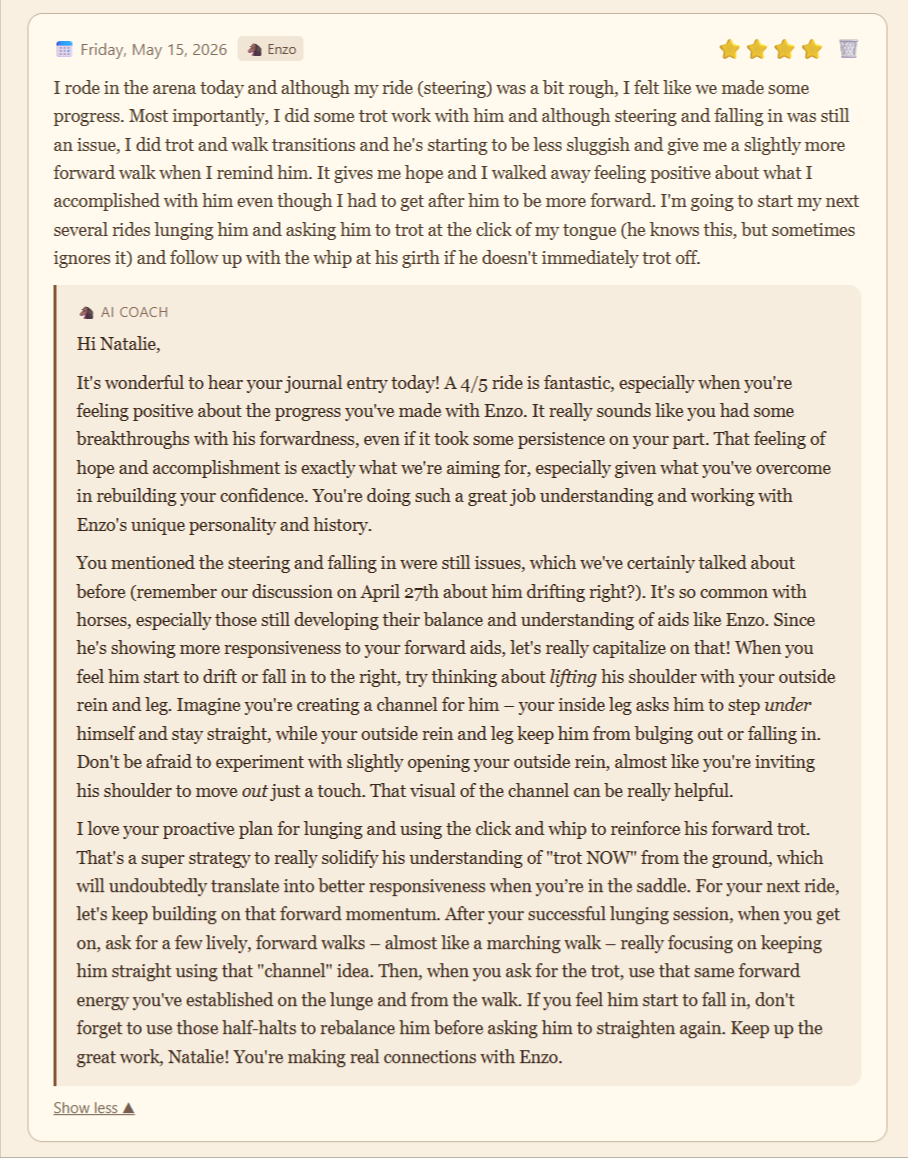 Example of an entry and response.