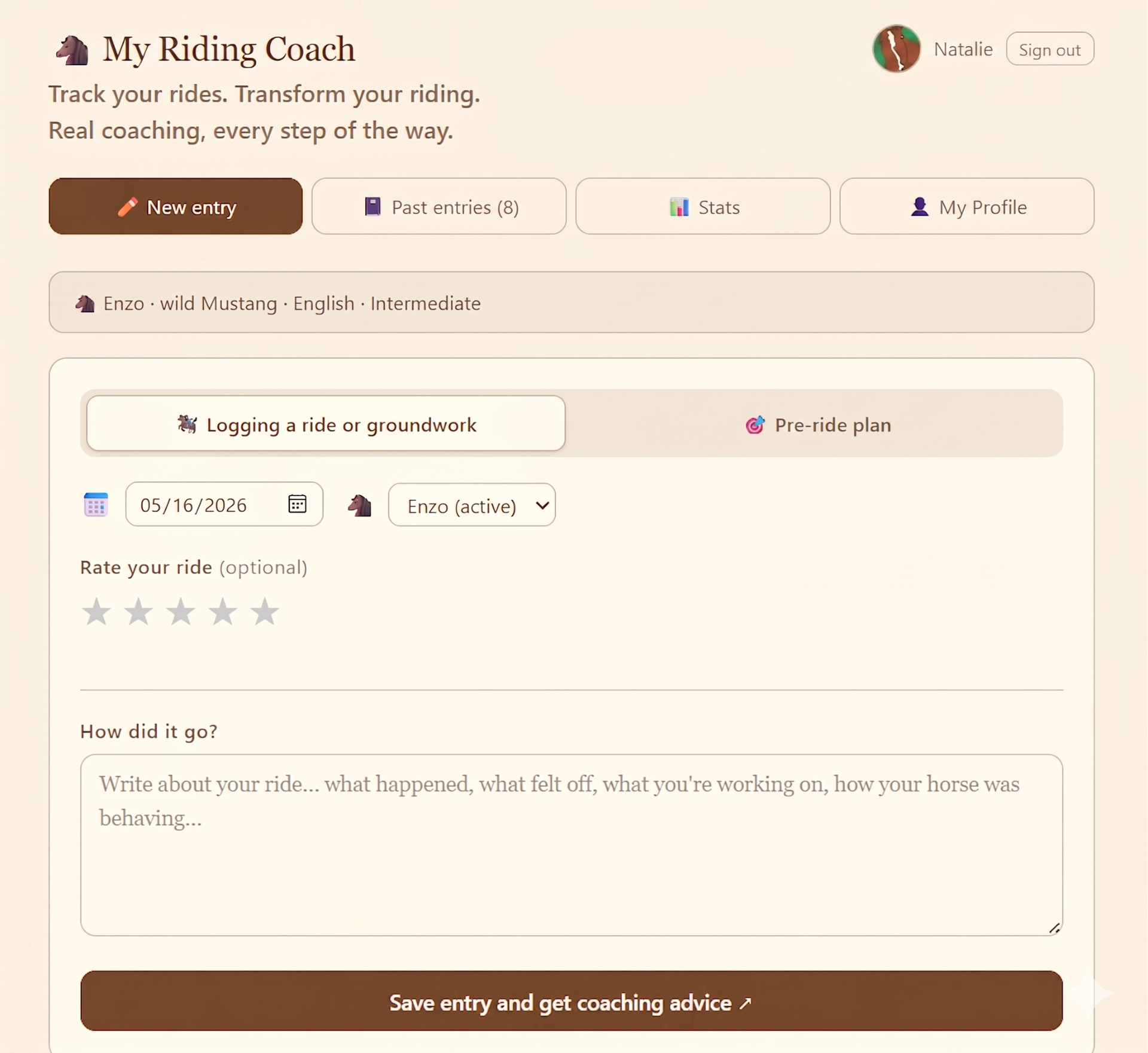 Add a new entry and get AI coaching advice.